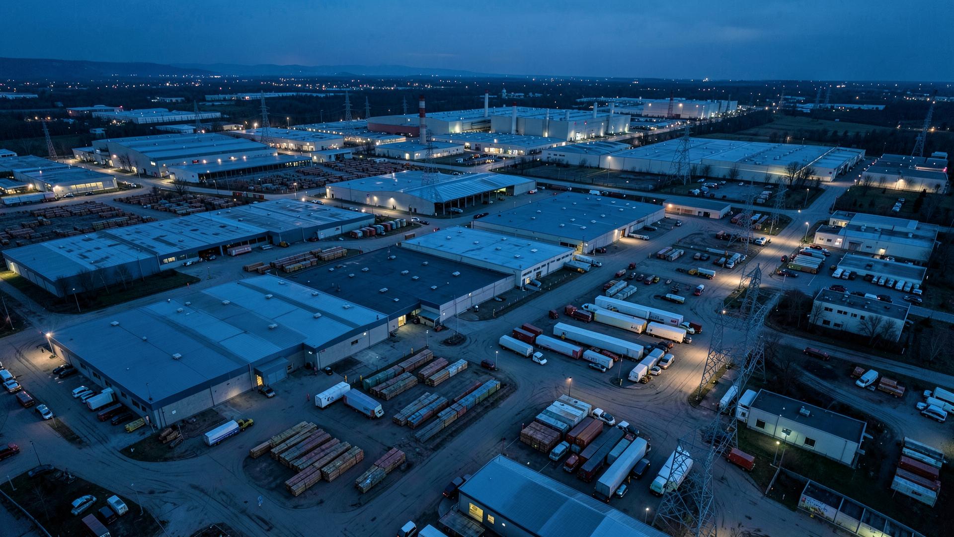 Aerial view of an industrial campus running Jugno.ai platforms